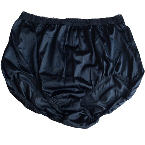 WARNERS Perfect Measure  Nylon Lace Trim Granny Panties Size 9 Black Silky 55196 - Picture 1 of 5
